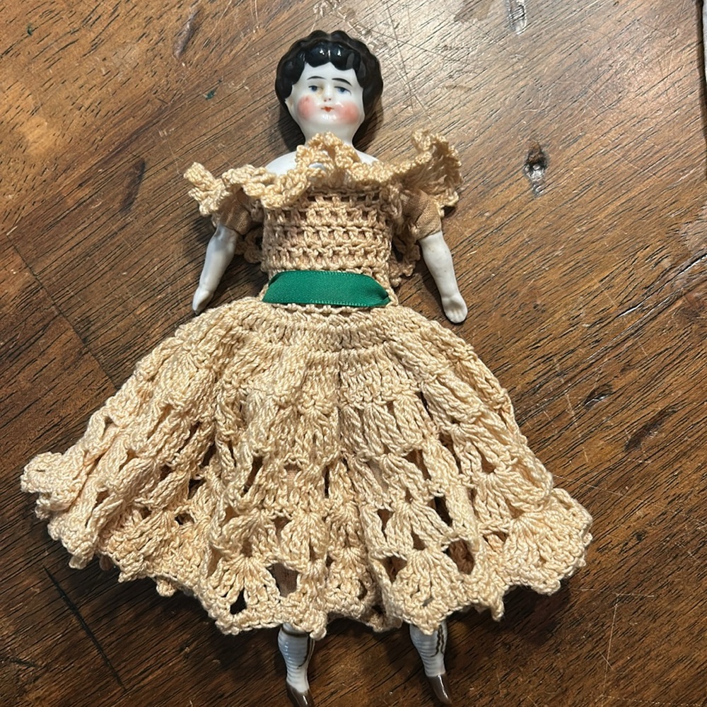 Vintage Porcelain Doll with Fabric Body
